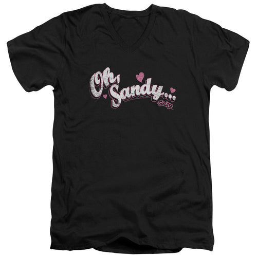 Grease Oh Sandy Mens Slim Fit V-Neck T Shirt Black