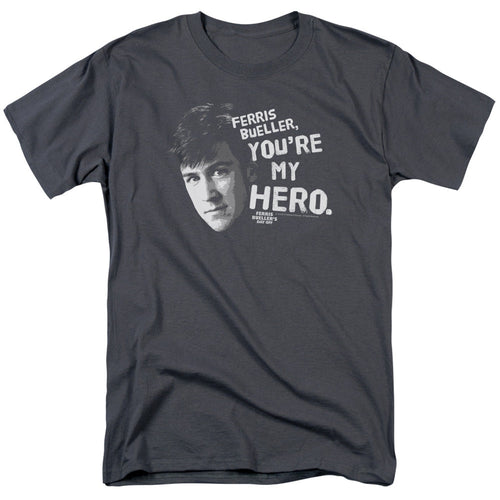 Ferris Bueller My Hero Mens T Shirt Charcoal