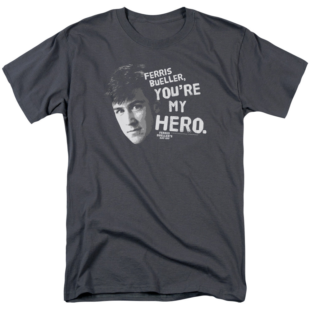 Ferris Bueller My Hero Mens T Shirt Charcoal