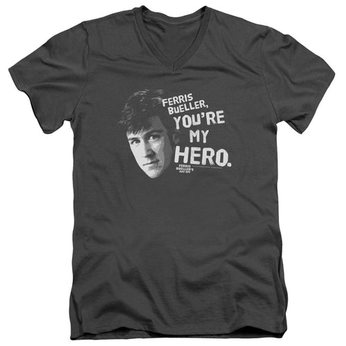 Ferris Buellers Day Off My Hero Mens Slim Fit V-Neck T Shirt Charcoal