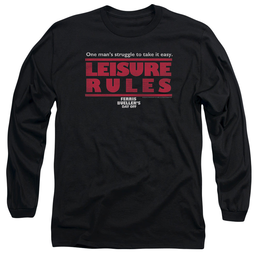 Ferris Buellers Day Off Leisure Rules Mens Long Sleeve Shirt Black