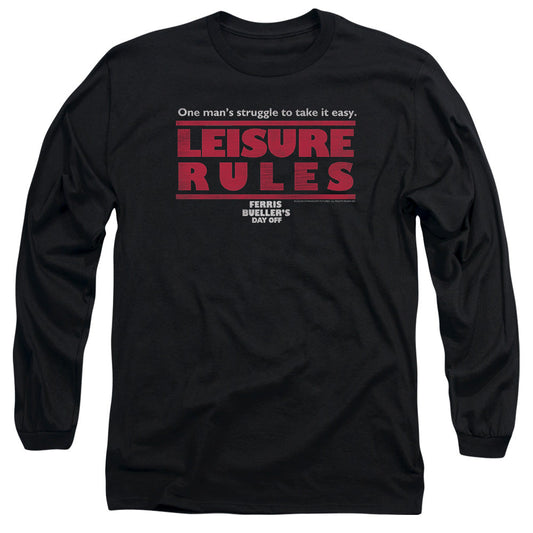 Ferris Buellers Day Off Leisure Rules Mens Long Sleeve Shirt Black