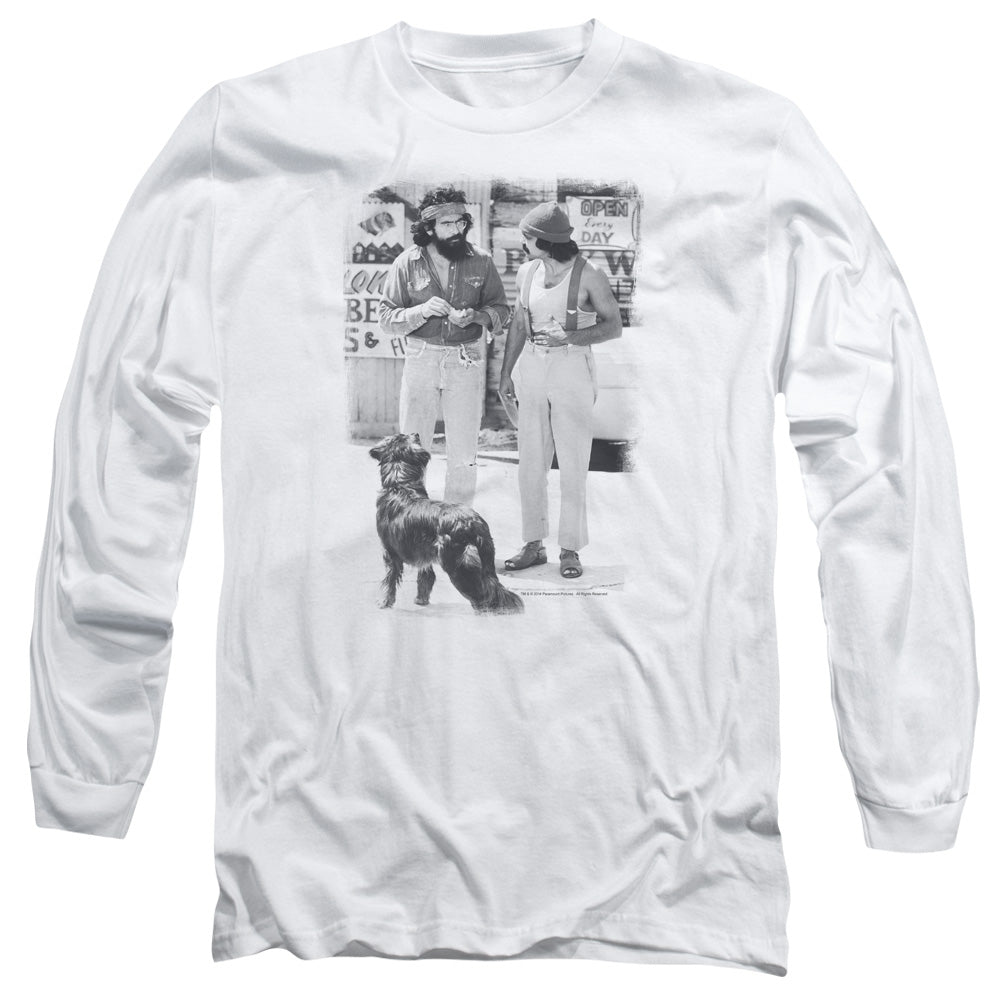 Up In Smoke Cheech Chong Dog Mens Long Sleeve Shirt White