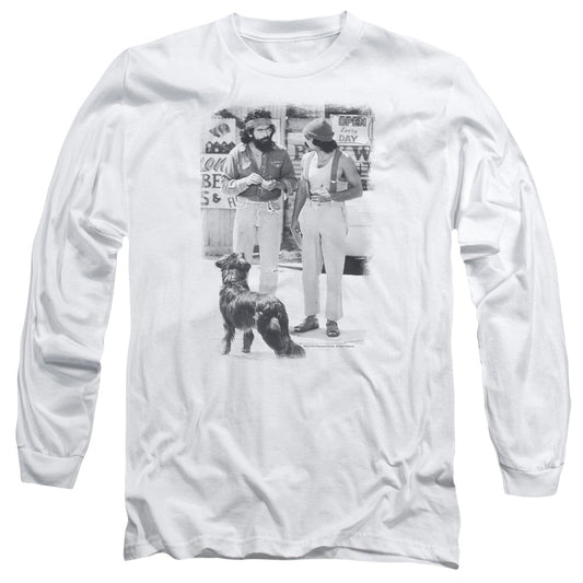 Up In Smoke Cheech Chong Dog Mens Long Sleeve Shirt White