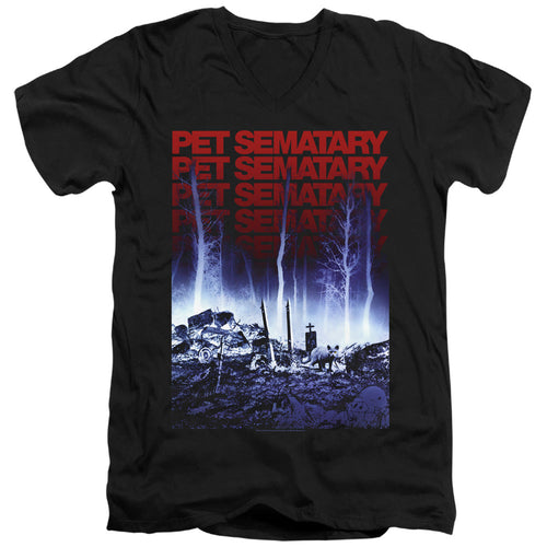 Pet Sematary Sematary Mens Slim Fit V-Neck T Shirt Black