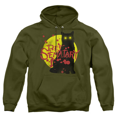 Pet Sematary Graphic Cat Mens Hoodie Military Green