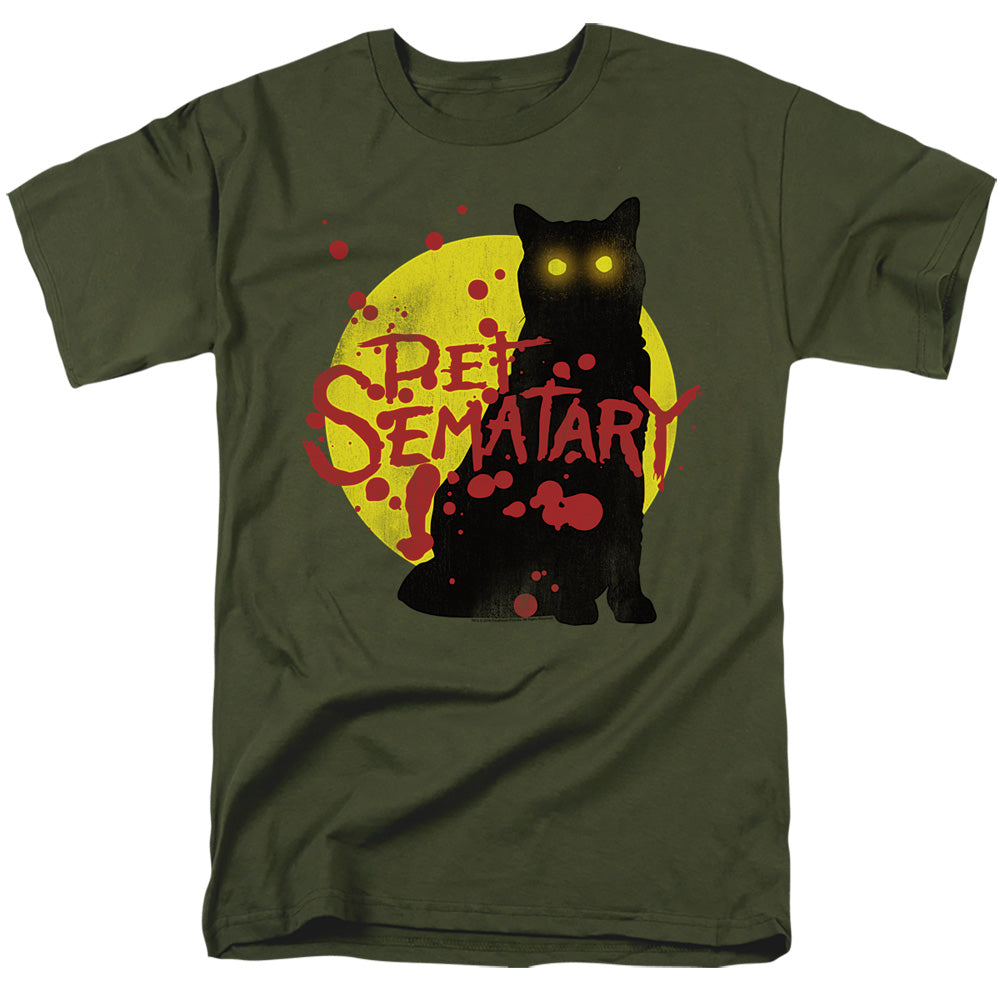Pet Sematary Graphic Cat Mens T Shirt Military Green