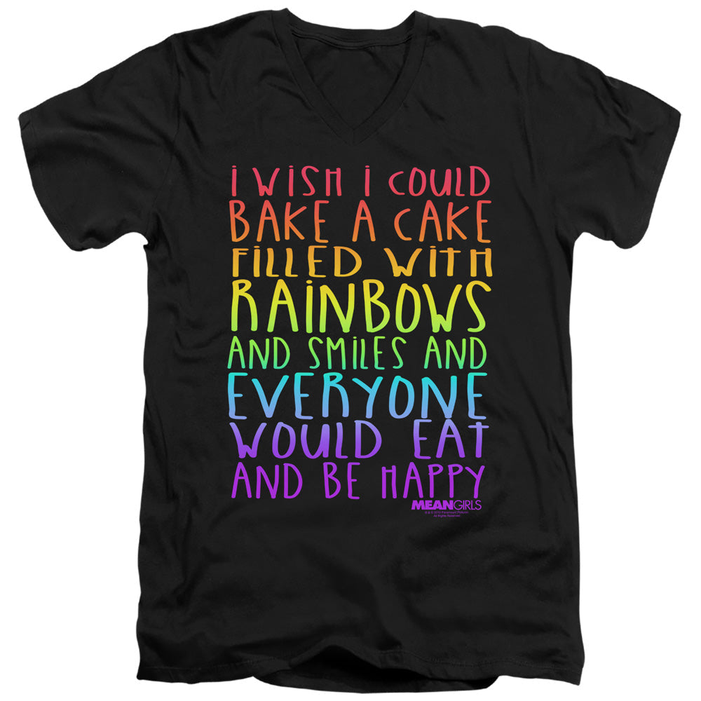 Mean Girls Rainbows And Cake Mens Slim Fit V-Neck T Shirt Black