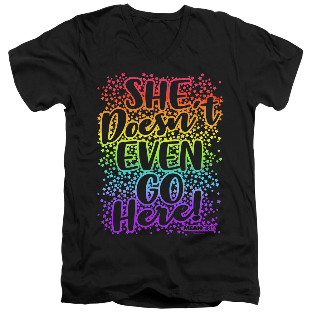 Mean Girls Doesnt Go Here Mens Slim Fit V-Neck T Shirt Black