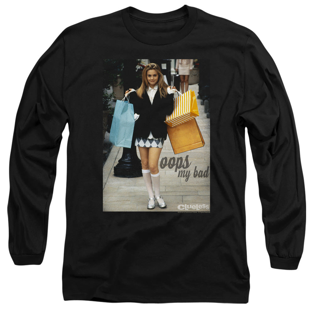 Clueless Oops My Bad Mens Long Sleeve Shirt Black