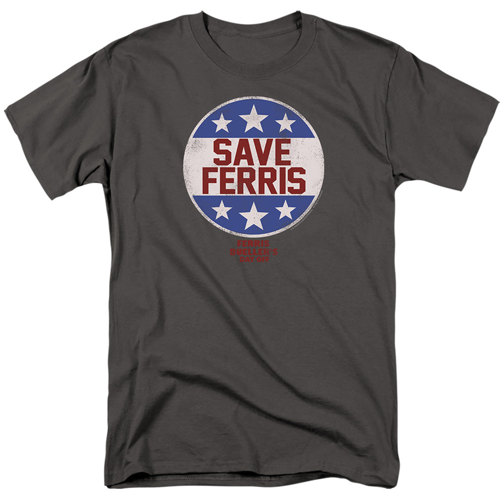 Ferris Bueller Save Ferris Badge Mens T Shirt Charcoal