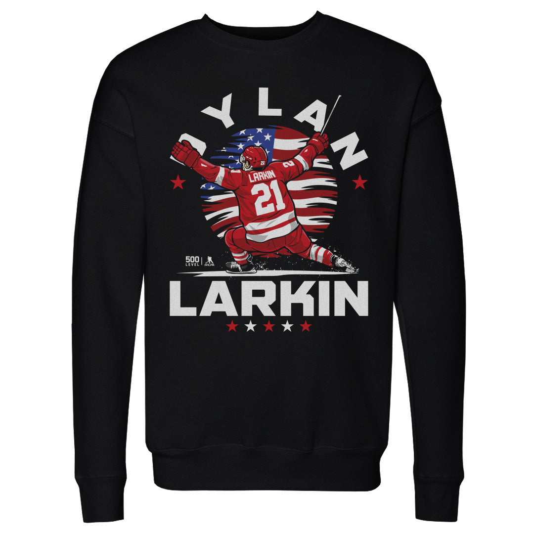 Dylan Larkin Detroit USA Flag Celebration WHT