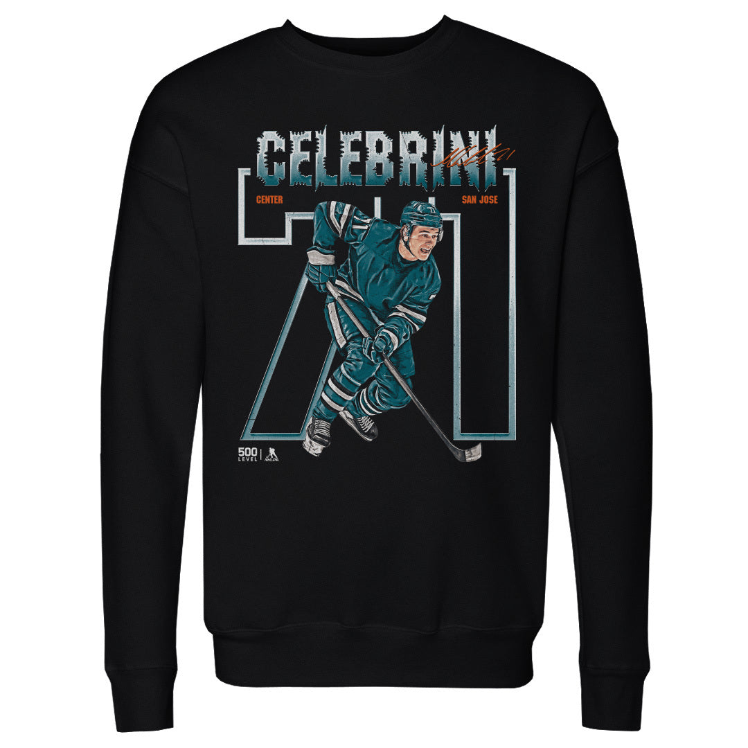 Macklin Celebrini San Jose Number Outline WHT