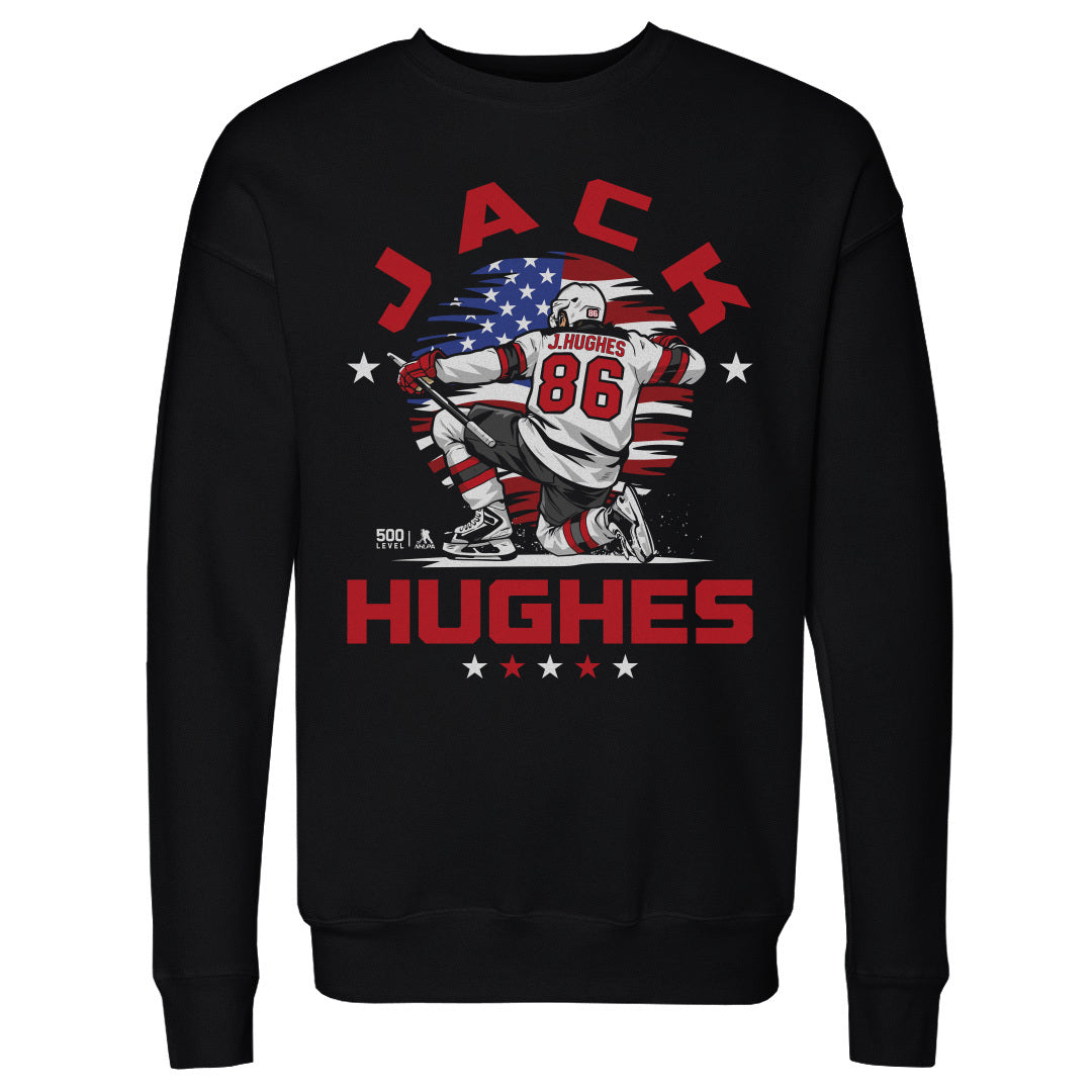 Jack Hughes New Jersey USA Flag Celebration WHT