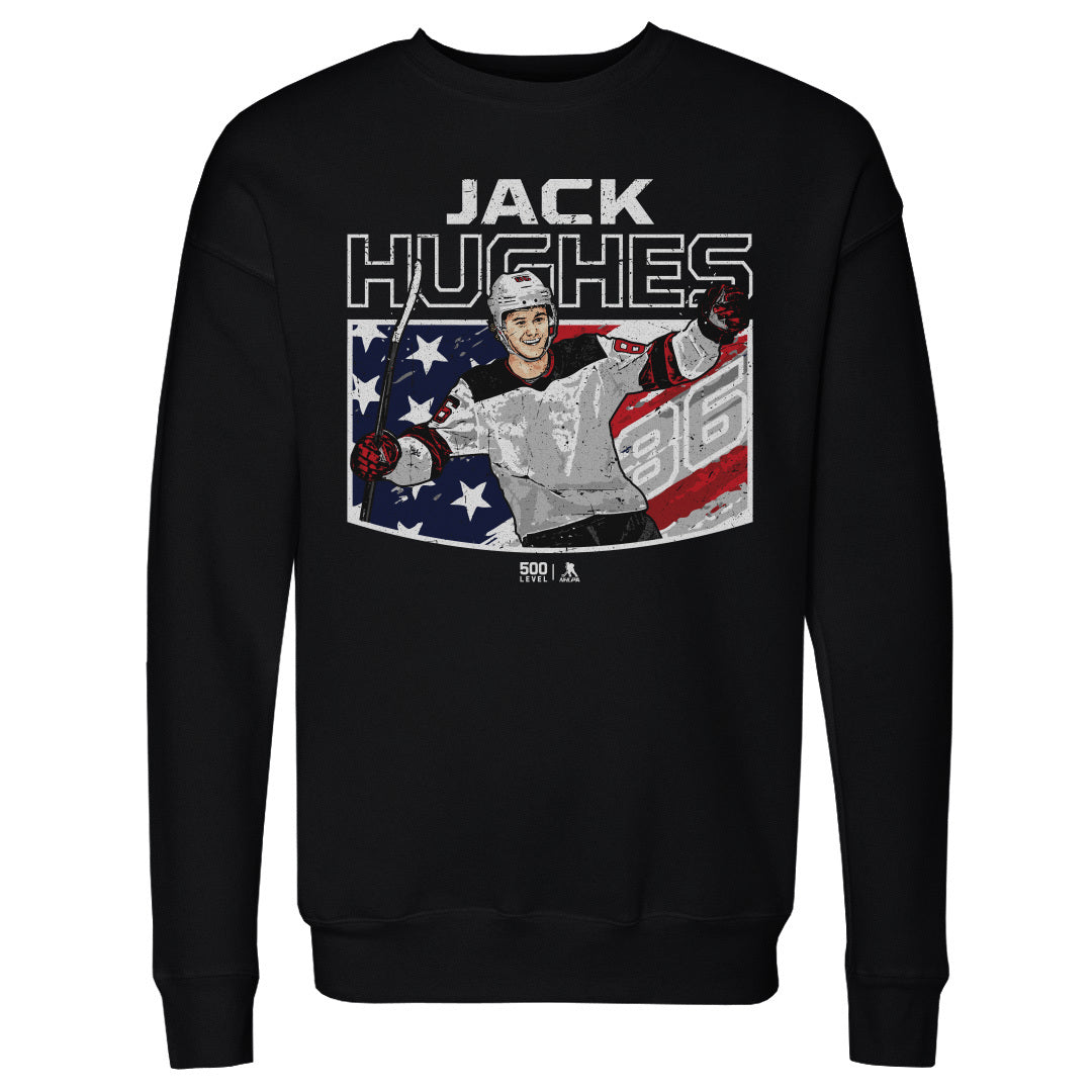 Jack Hughes New Jersey American Flag WHT