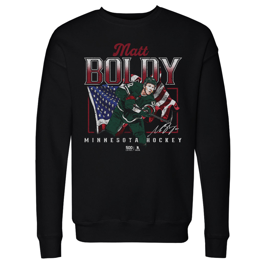 Matt Boldy Minnesota USA Flag WHT