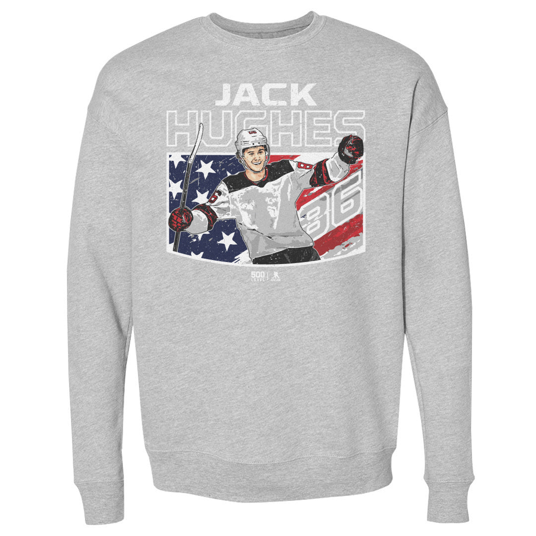 Jack Hughes New Jersey American Flag WHT