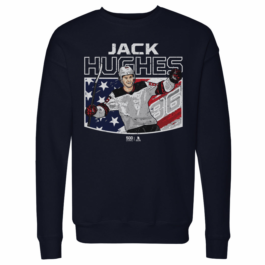 Jack Hughes New Jersey American Flag WHT