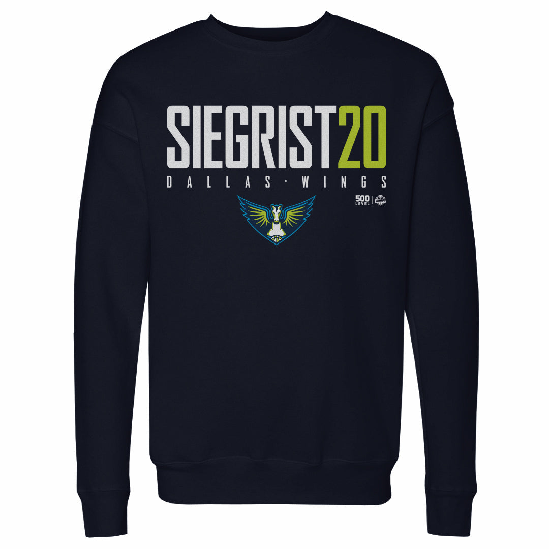 Maddy Siegrist Dallas Wings Elite WHT Mens Crewneck Sweatshirt 500 Level Officially Licensed Fan Gear