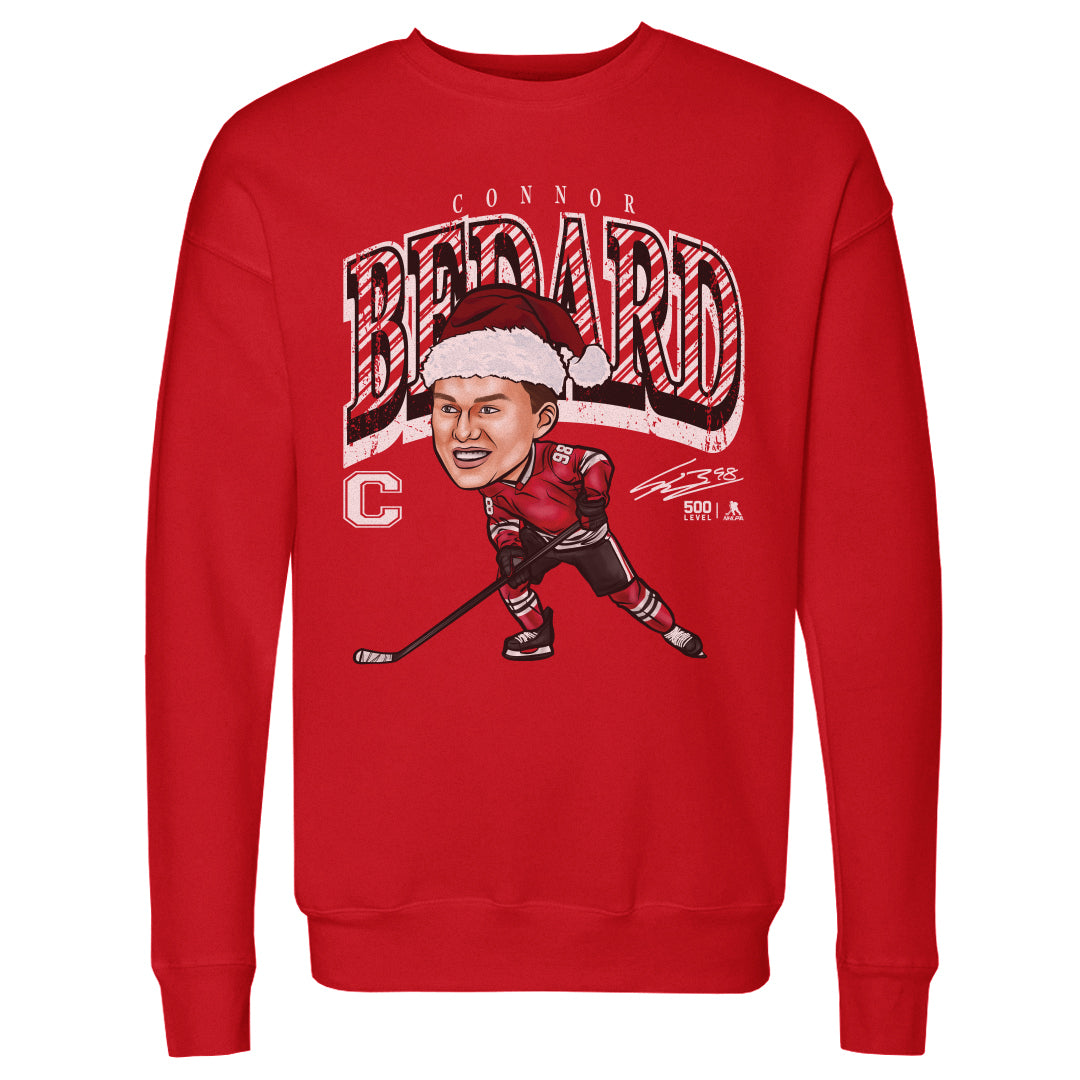 Connor Bedard Chicago Cartoon Santa Hat WHT