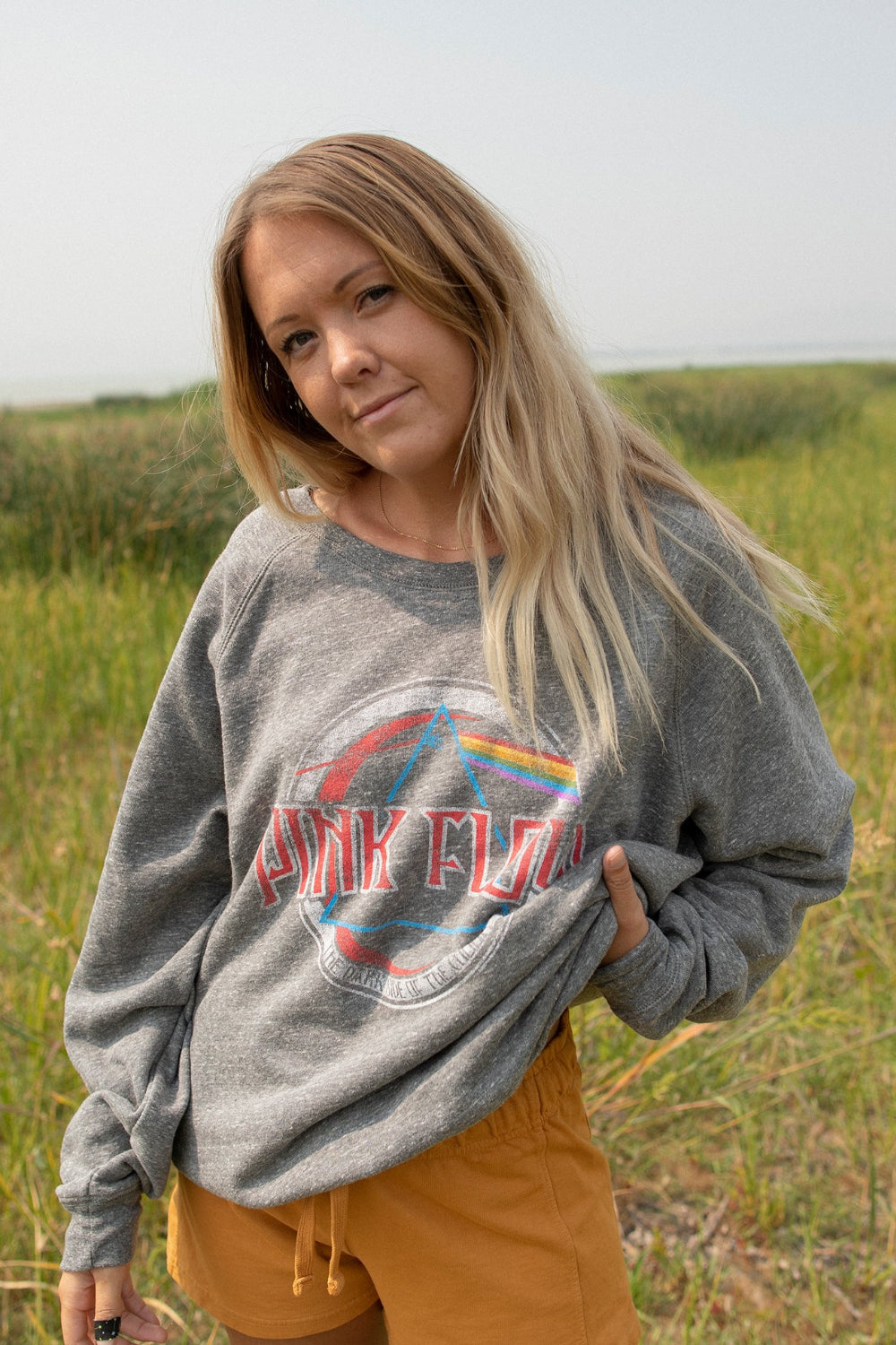 Pink Floyd Oversized Womens Crewneck Sweatshirt Grey