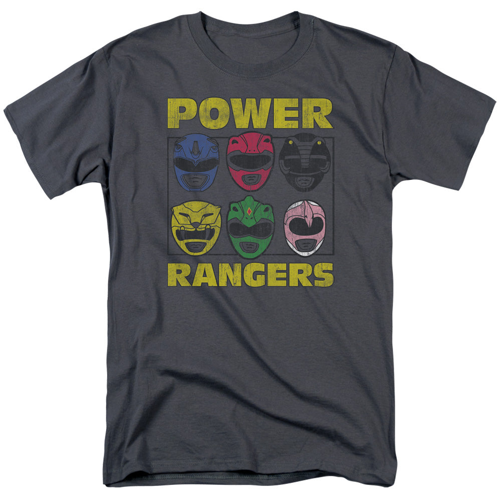 Power Rangers Ranger Heads Mens T Shirt Charcoal