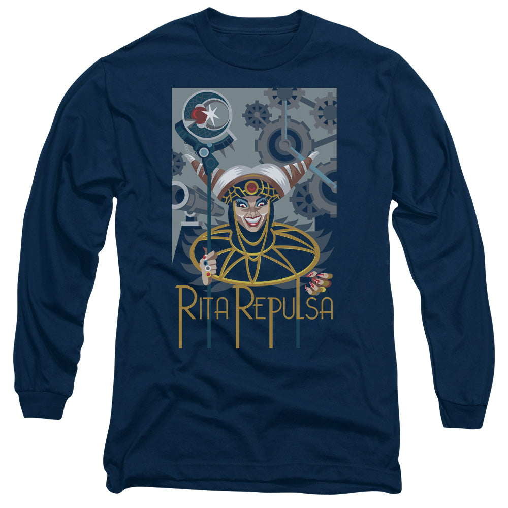 Power Rangers Rita Deco Mens Long Sleeve Shirt Navy