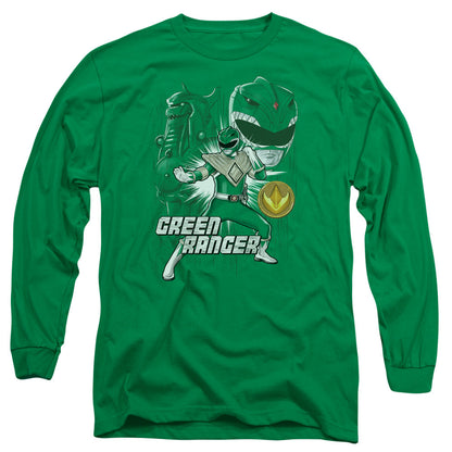 Power Rangers Green Ranger Mens Long Sleeve Shirt Kelly Green