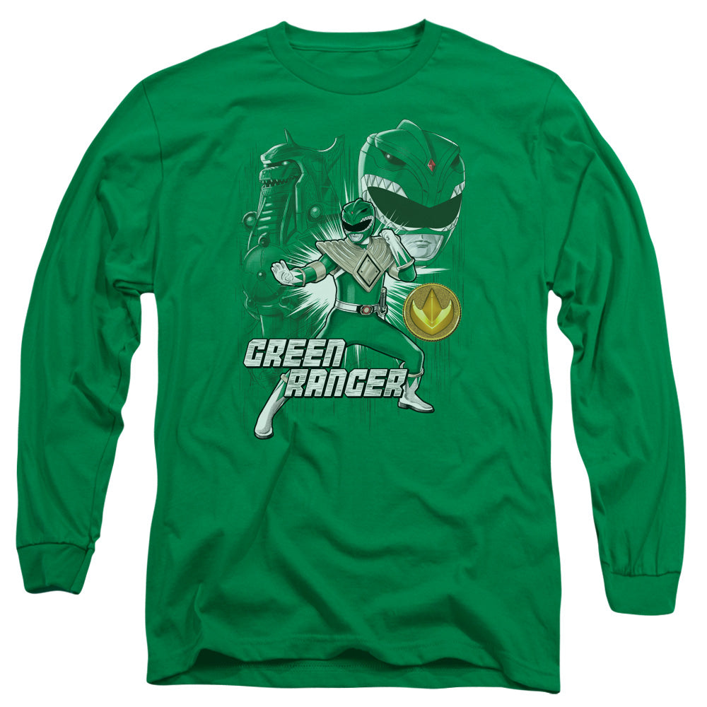 Power Rangers Green Ranger Mens Long Sleeve Shirt Kelly Green