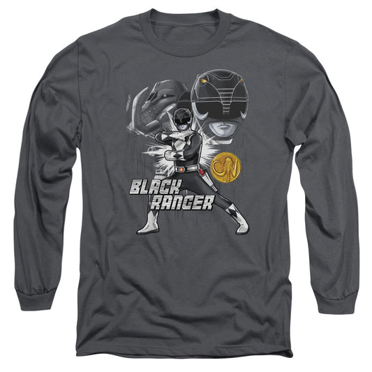 Power Rangers Black Ranger Mens Long Sleeve Shirt Charcoal