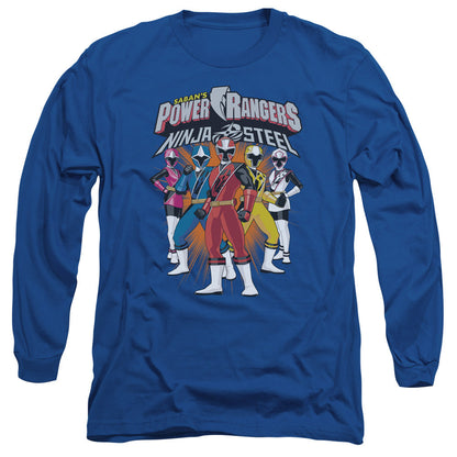 Power Rangers Team Lineup Mens Long Sleeve Shirt Royal Blue