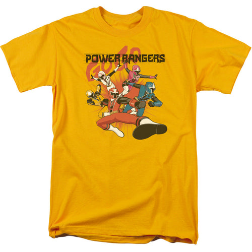 Power Rangers Attack Mens T Shirt Gold
