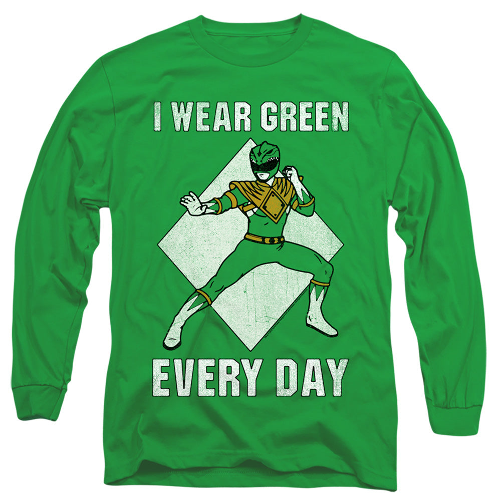 Power Rangers Always Green Mens Long Sleeve Shirt Kelly Green