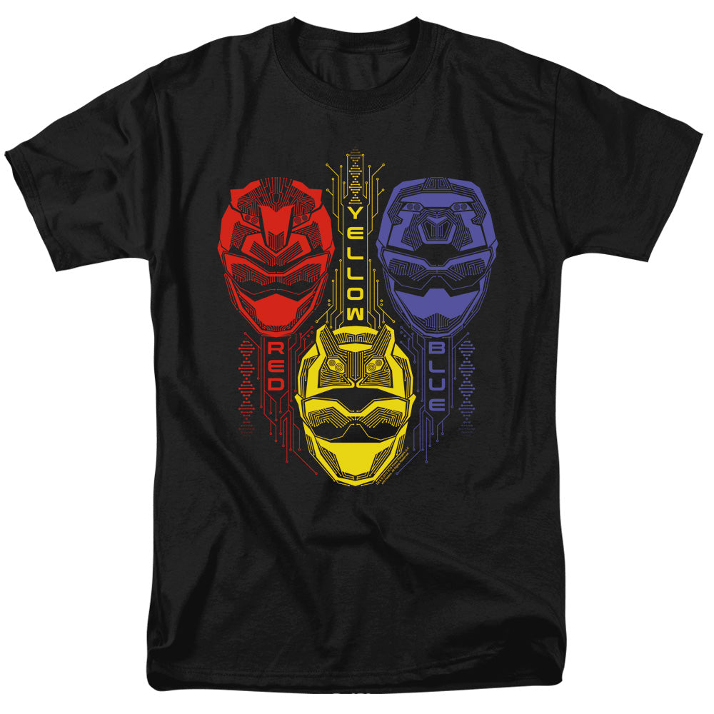 Power Rangers Red Yellow Blue Mens T Shirt Black