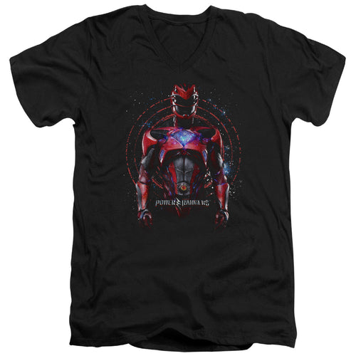 Power Rangers Red Ranger Mens Slim Fit V-Neck T Shirt Black