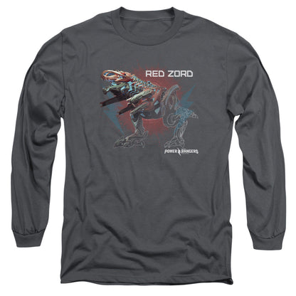 Power Rangers Red Zord Mens Long Sleeve Shirt Charcoal