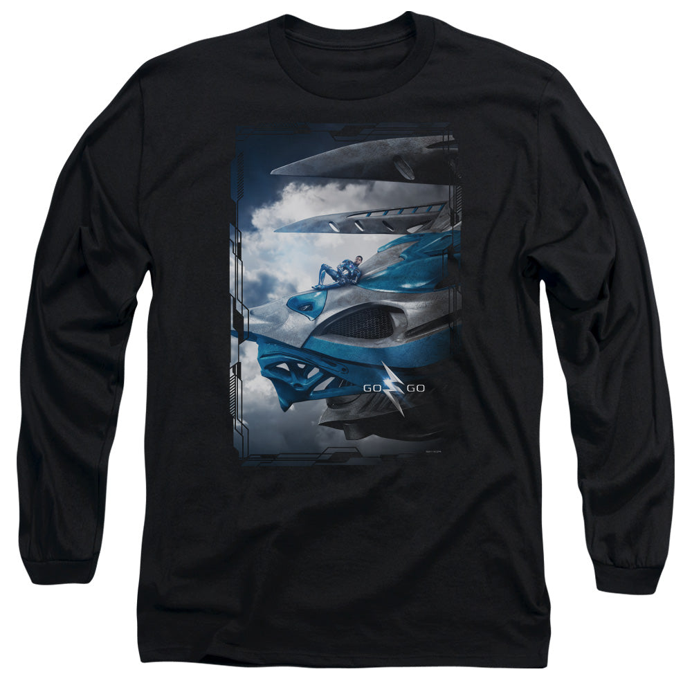 Power Rangers Blue Zord Poster Mens Long Sleeve Shirt Black