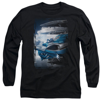 Power Rangers Blue Zord Poster Mens Long Sleeve Shirt Black