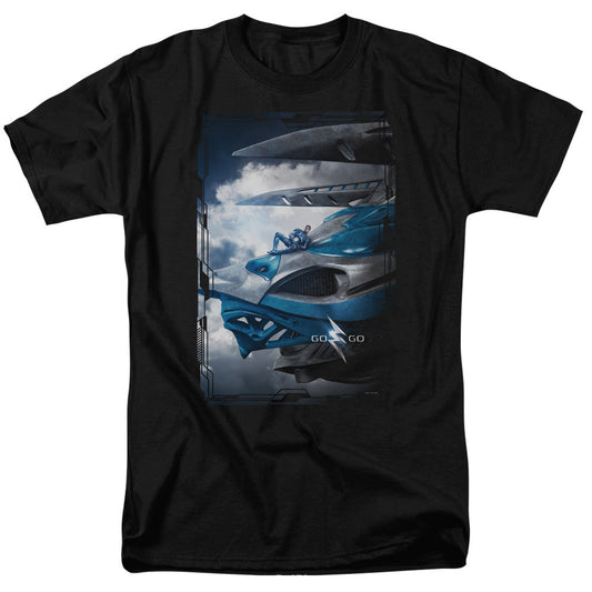 Power Rangers Blue Zord Poster Mens T Shirt Black