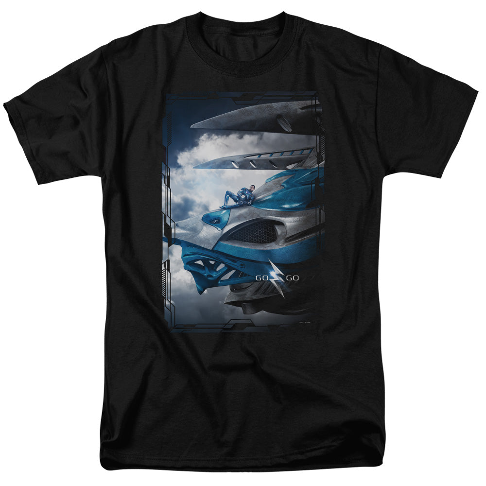 Power Rangers Blue Zord Poster Mens T Shirt Black