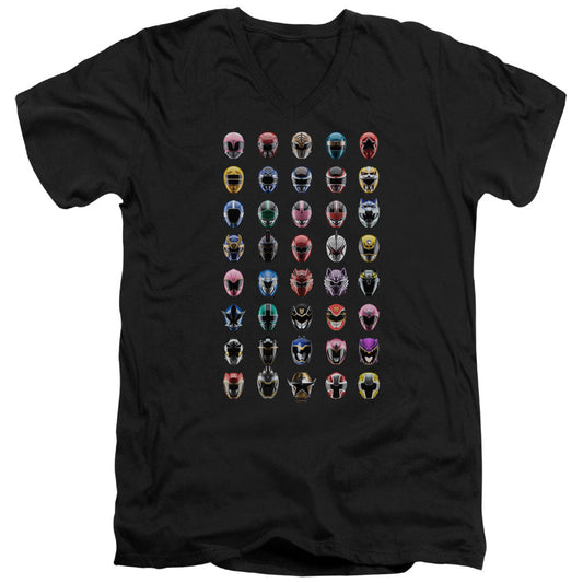 Power Rangers Visual Timeline Mens Slim Fit V-neck T Shirt Black