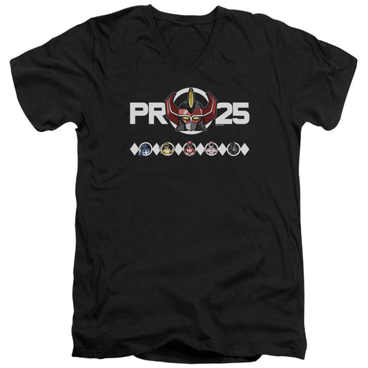 Power Rangers Megazord 25 Mens Slim Fit V-Neck T Shirt Black