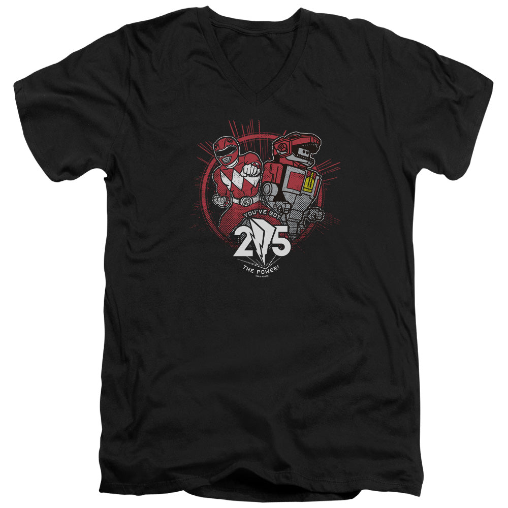 Power Rangers Red 25 Mens Slim Fit V-Neck T Shirt Black