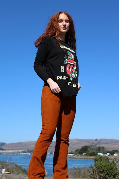 Rolling Stones Paint It Black Long Sleeve Womens Shirt Black