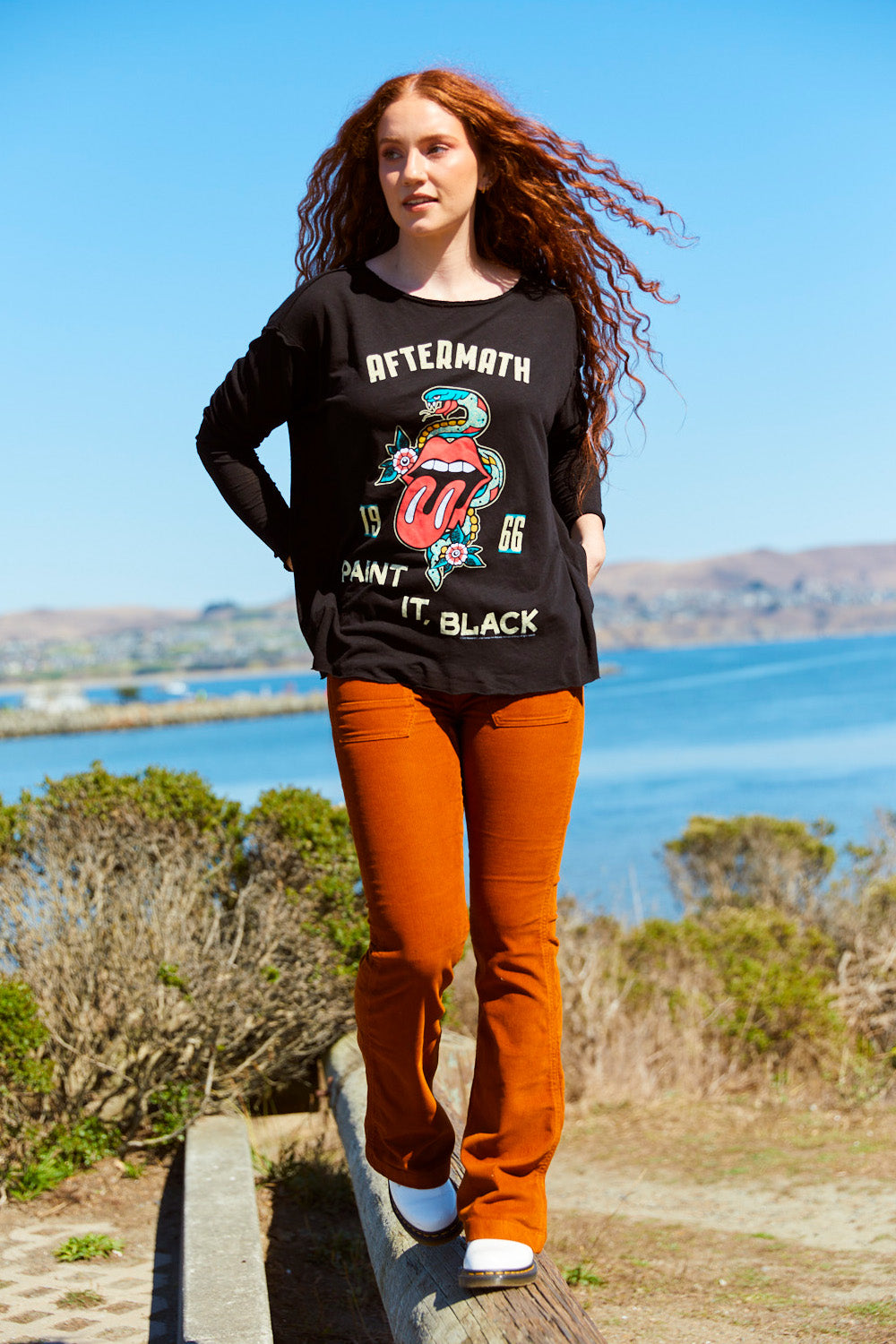 Rolling Stones Paint It Black Long Sleeve Womens Shirt Black
