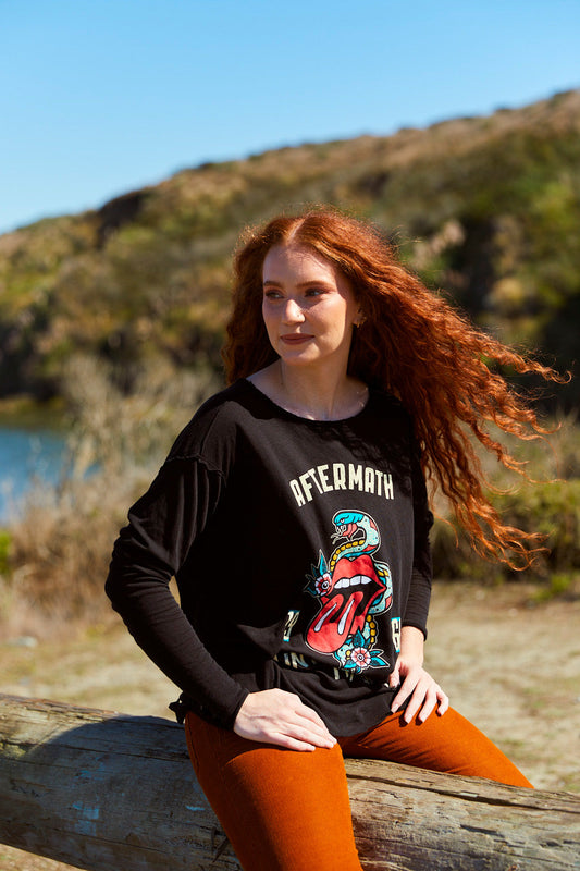 Rolling Stones Paint It Black Long Sleeve Womens Shirt Black