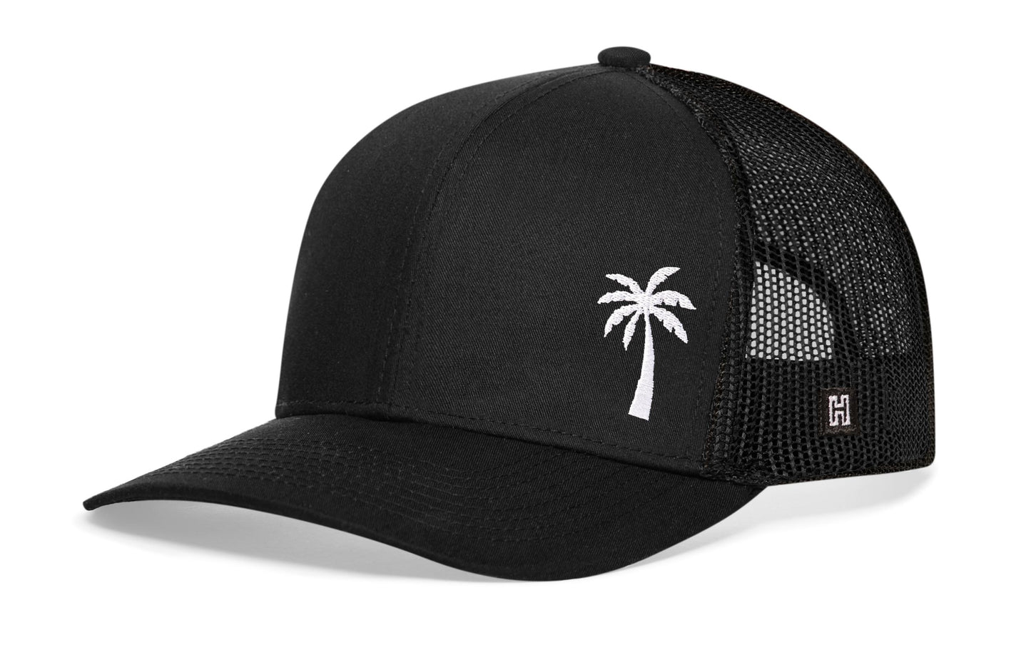 Palm Tree Trucker Haka Hat Black Island Snapback