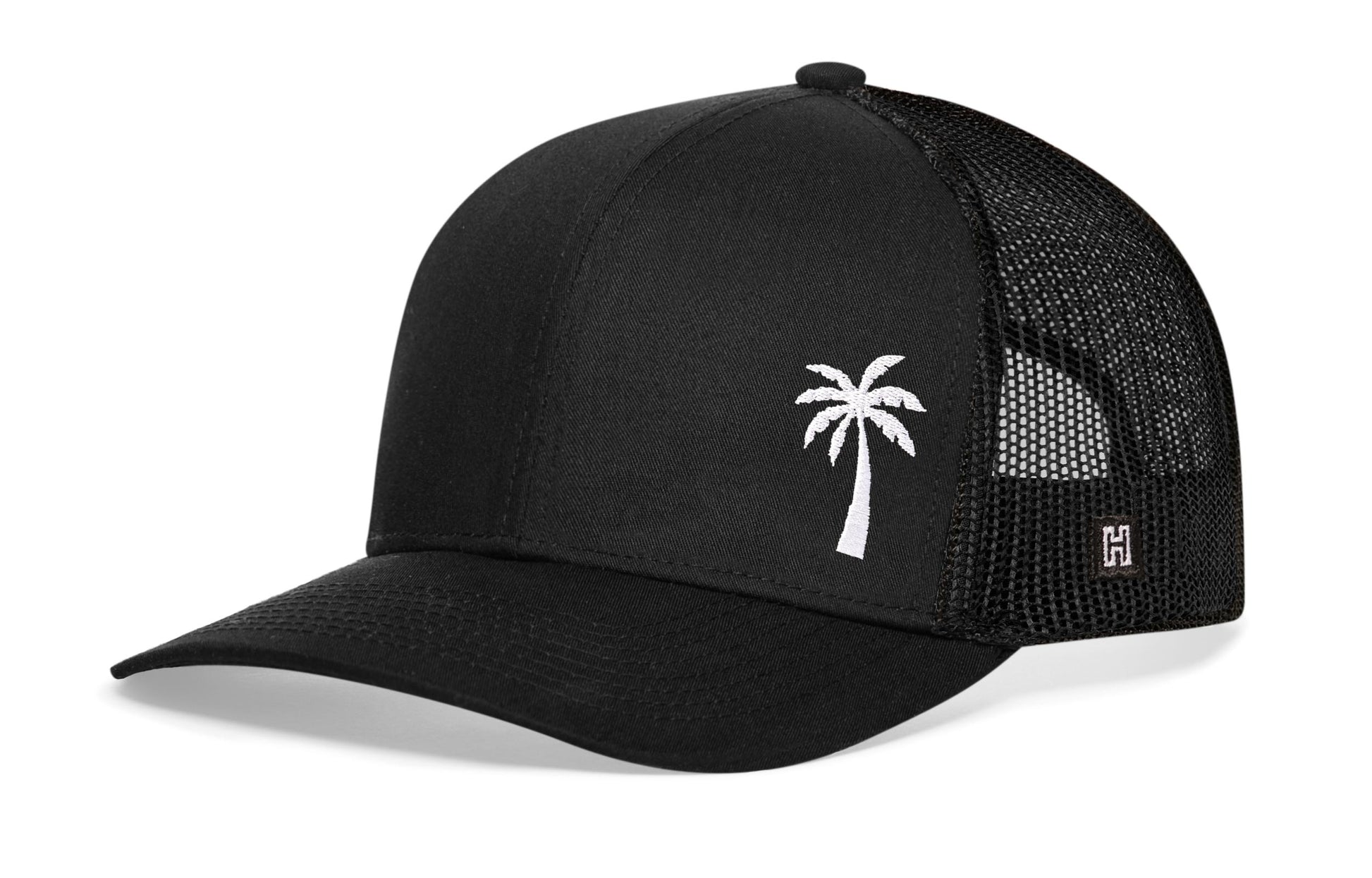 Palm Tree Trucker Haka Hat Black Island Snapback