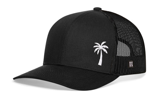 Palm Tree Trucker Haka Hat Black Island Snapback