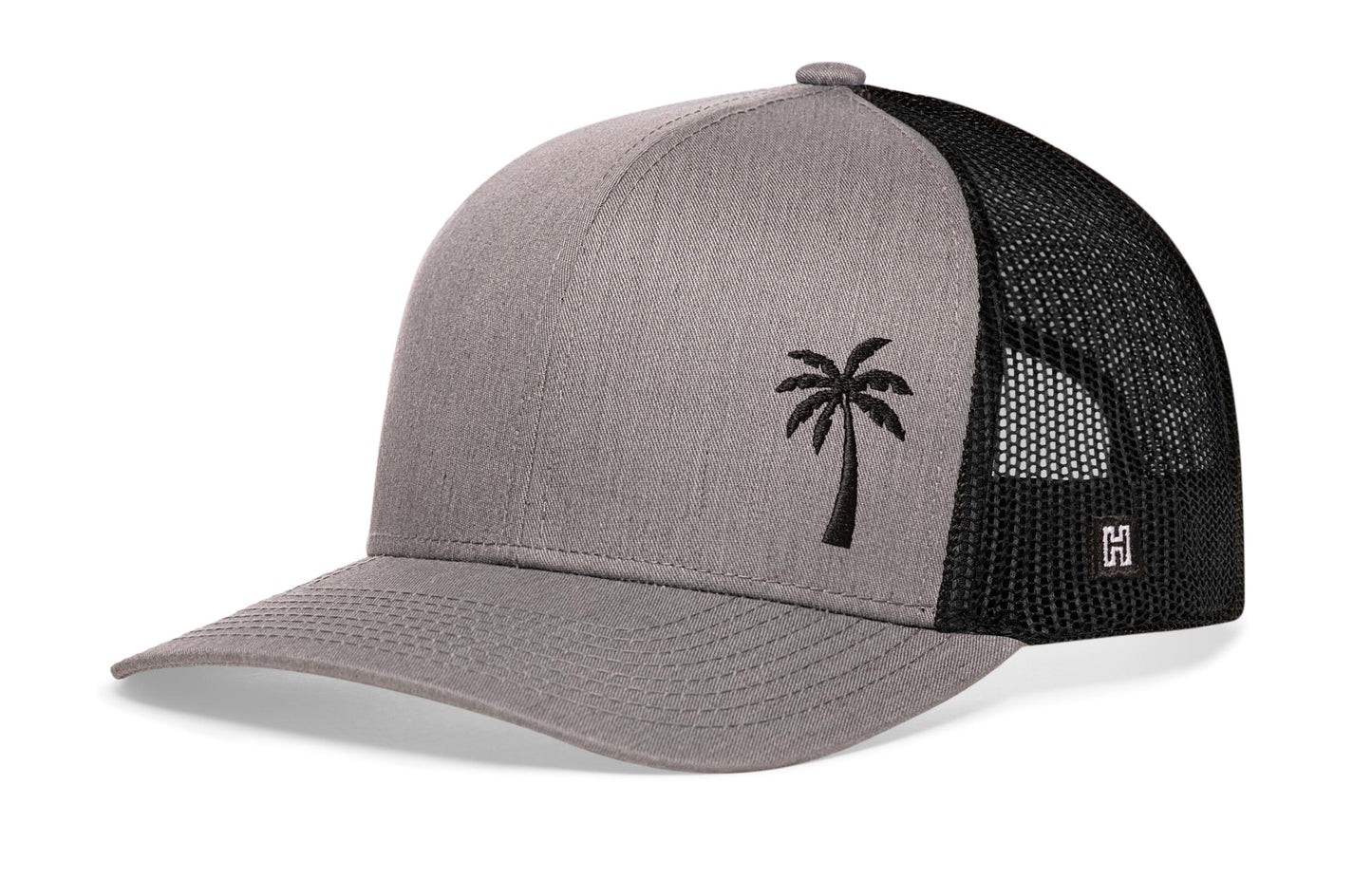Palm Tree Trucker Haka Hat Gray-Black Island Snapback
